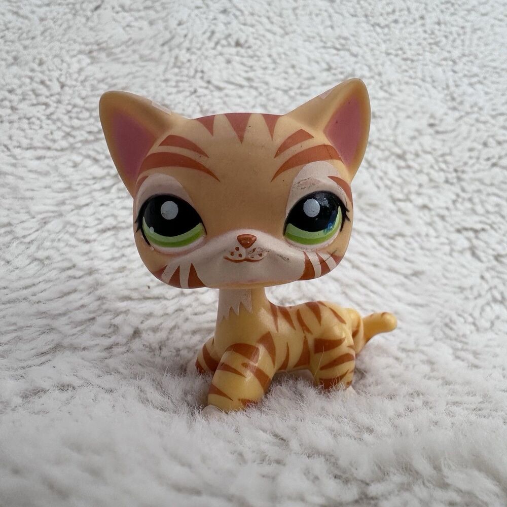 Authentic LPS Littlest Pet Shop #1451 Orange Yellow Tiger-Striped Shorthair Cat